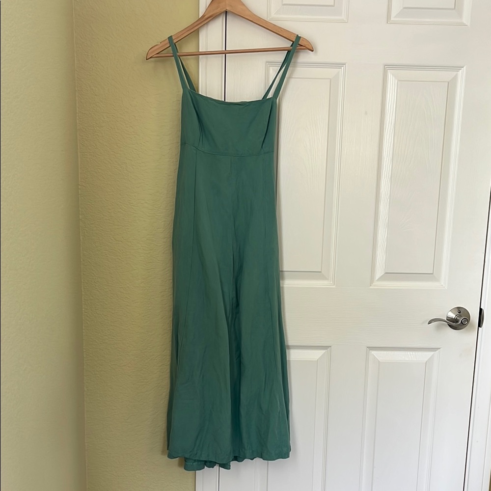 Madewell Green Linen Sleeveless Dress